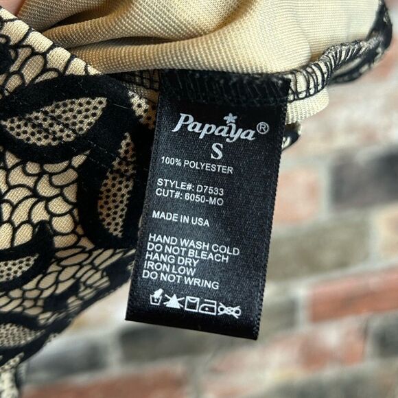 5 for $25🔥Papaya Tan & Black Floral Strapless Dress Juniors Size Small - Picture 8 of 9